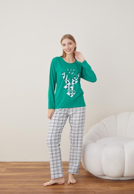 Pijama Dama Craciun ,maneca lunga ,pantaloni lungi,Engros